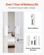 Door Chime, DC 12V, Wireless Door Open Contact Sensor Alarm Chime With 656 Ft Range, 58 Chimes & 5 Adjustable Volume, Doors Ringer Alert For Business, Store, Home, Office When Entering - Image 3